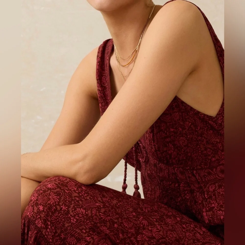 NWT Faherty Eden Dress in Belmont Floral Burgundy (size S) - Picture 5 of 5